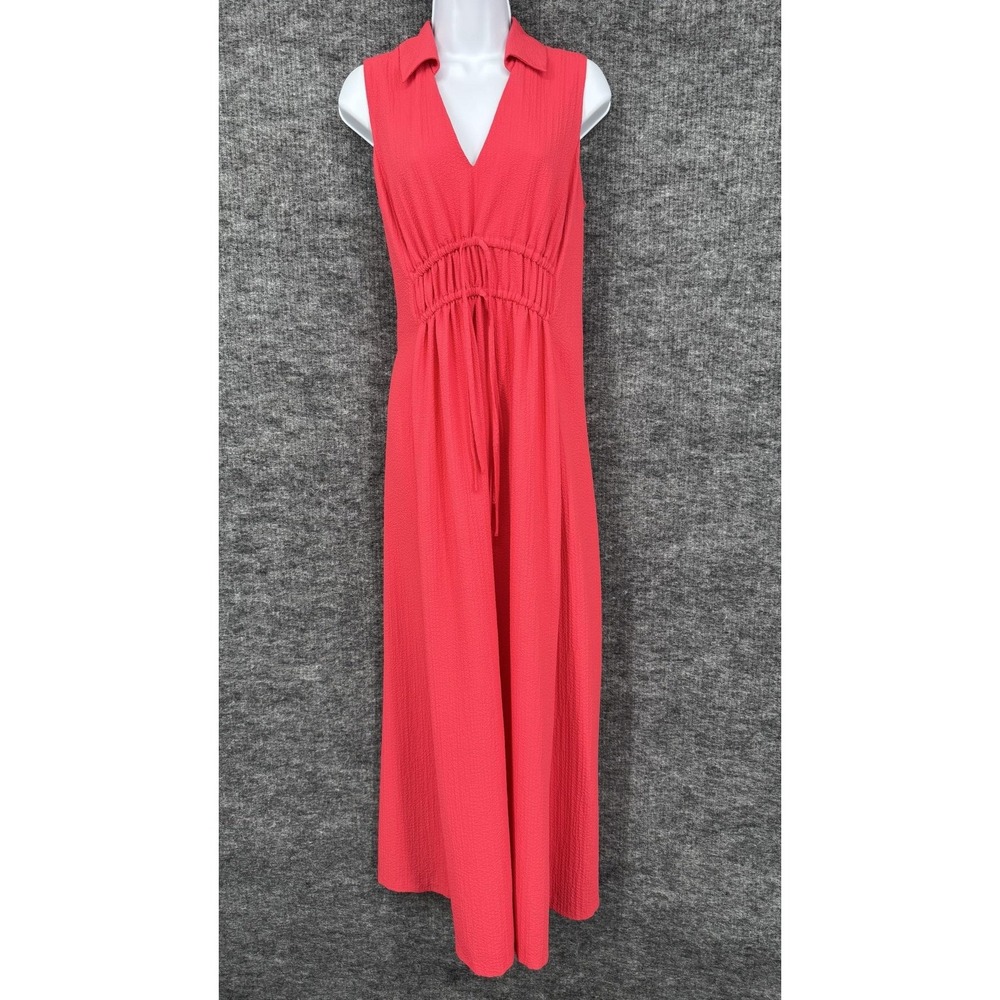 Harper Rose Dress Womens 8‎ Red V Neck Sleeveless Maxi Ruched Drawstring Collar